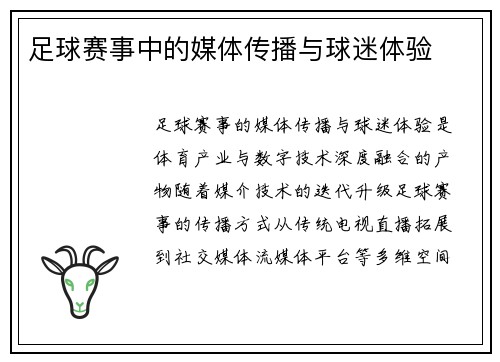 足球赛事中的媒体传播与球迷体验
