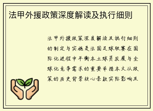 法甲外援政策深度解读及执行细则